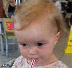 First sip of Coke baby reaction GIF