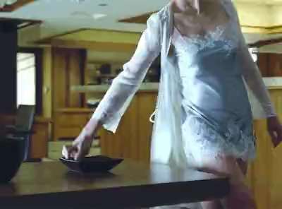 Rosamund Pike wears sexy nightgown