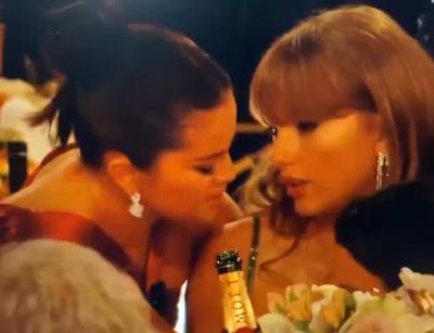 Selena Gomez whispers in Taylor Swift's ear
