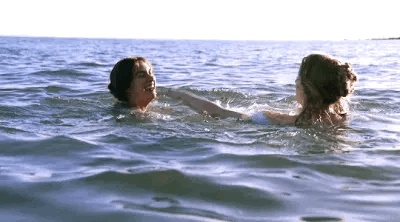 Ammonite Kate Winslet Saoirse Ronan in the sea