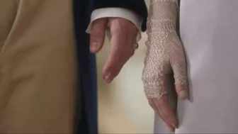 The bridegroom and the bride hold hands successfully short MP4 video