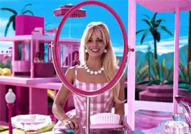 Barbie in front of the mirror, like a camgirl short MP4 video