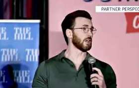 Chris Evans with glasses and a beard. short MP4 video