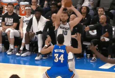 Domantas Sabonis no look pass GIF