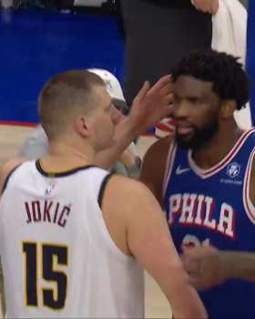 Joel Embiid whispers to Nikola Jokić short MP4 video