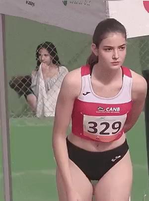 Beautiful athlete, serious and cute short MP4 video