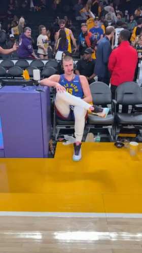 Jokic was interviewed with his legs crossed short MP4 video