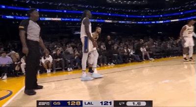 After the game, James and Curry hugged each other GIF