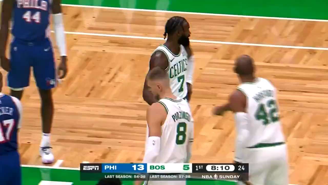 Jaylen Brown's shorts are wearing backwards GIF