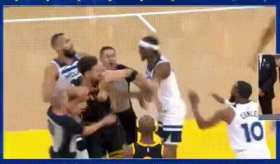 Warriors and Timberwolves clash, Draymond Green chokes Rudy Gobert short MP4 video
