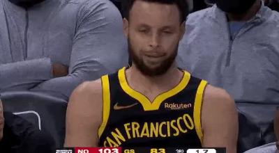 Stephen Curry shakes a wry smile