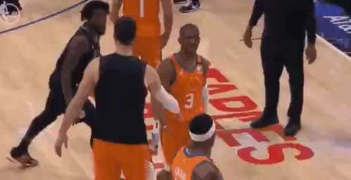 Beverley pushes Chris Paul down from behind GIF
