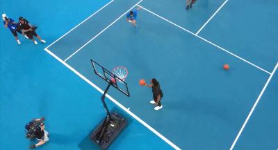 Djokovic performed LeBron James' signature celebration move "The Silencer" after dunking
