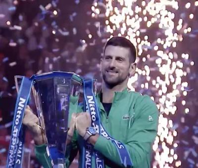 Novak Djokovic lifts finals trophy