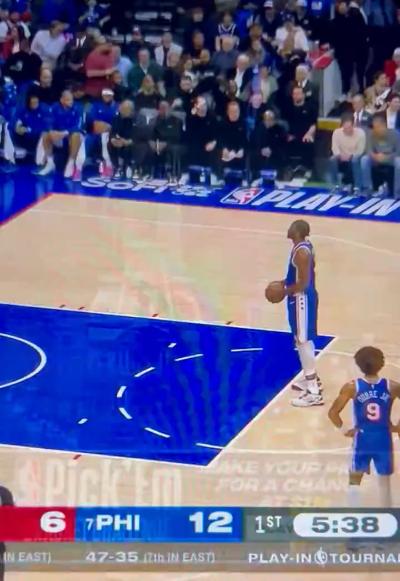 Joel Embiid took a knee after taking a free throw