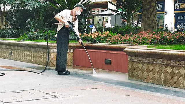 Boring Gif, high pressure water gun washing the streets GIF