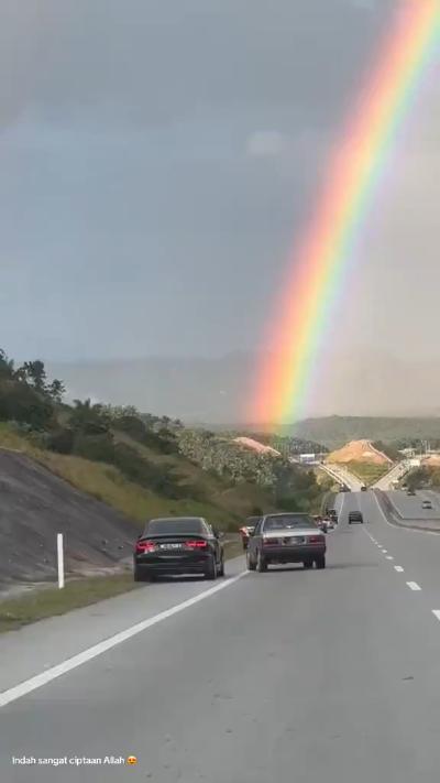 Rainbow on a highway in Malaysia