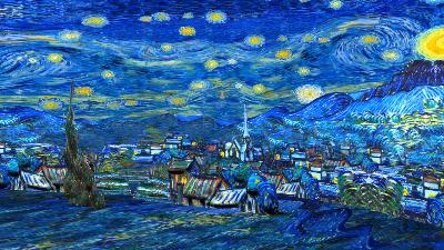 Van Gogh's starry sky animation GIF
