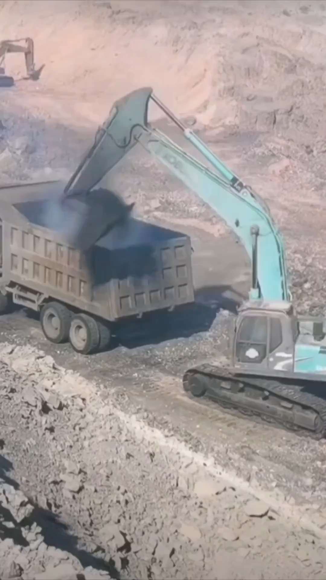 The coal truck is on fire
