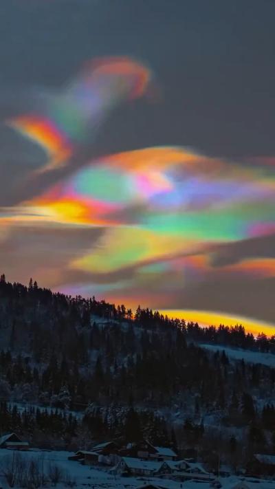 Colorful clouds over Norway bring good luck to anyone who sees them!