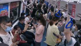 Bored GIF, people playing with their phones on the subway short MP4 video