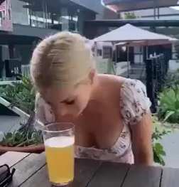 Challenge to drink all the beer without using your hands short MP4 video