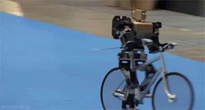 Robot riding a bike