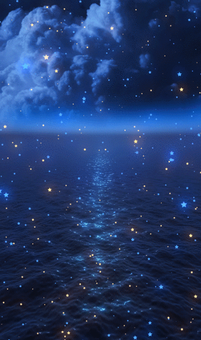 gif wallpaper, Blue lake, shining stars GIF
