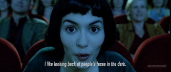 audrey tautou i like looking at peoples faces in the dark GIF